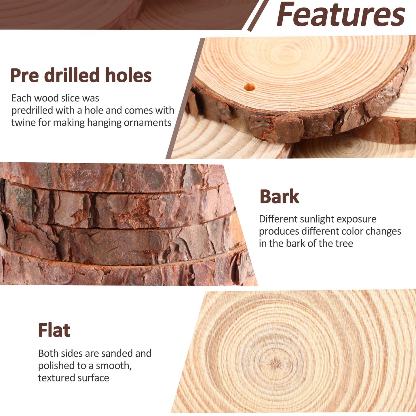 Kathfly 20 Pcs Unfinished Wood Slices with Hole for Centerpieces 3.5-4 Inch Natural Wood Craft Kits Round Wooden Discs with Paints Brushes Palettes for DIY Craft Christmas Ornaments Wedding Home Decor