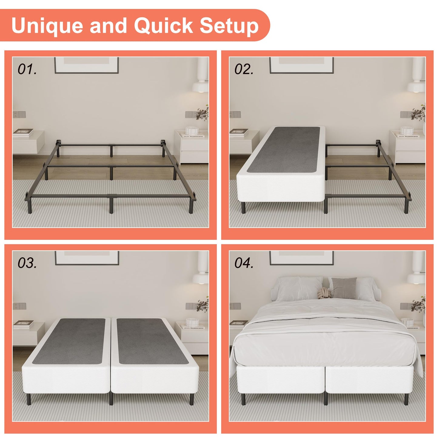 Yicensen Split California King Box Spring 5 Inch, Low Profile Heavy Duty Metal Box Spring Cal King Size with Fabric Cover, Noise-Free, Quick Assembly