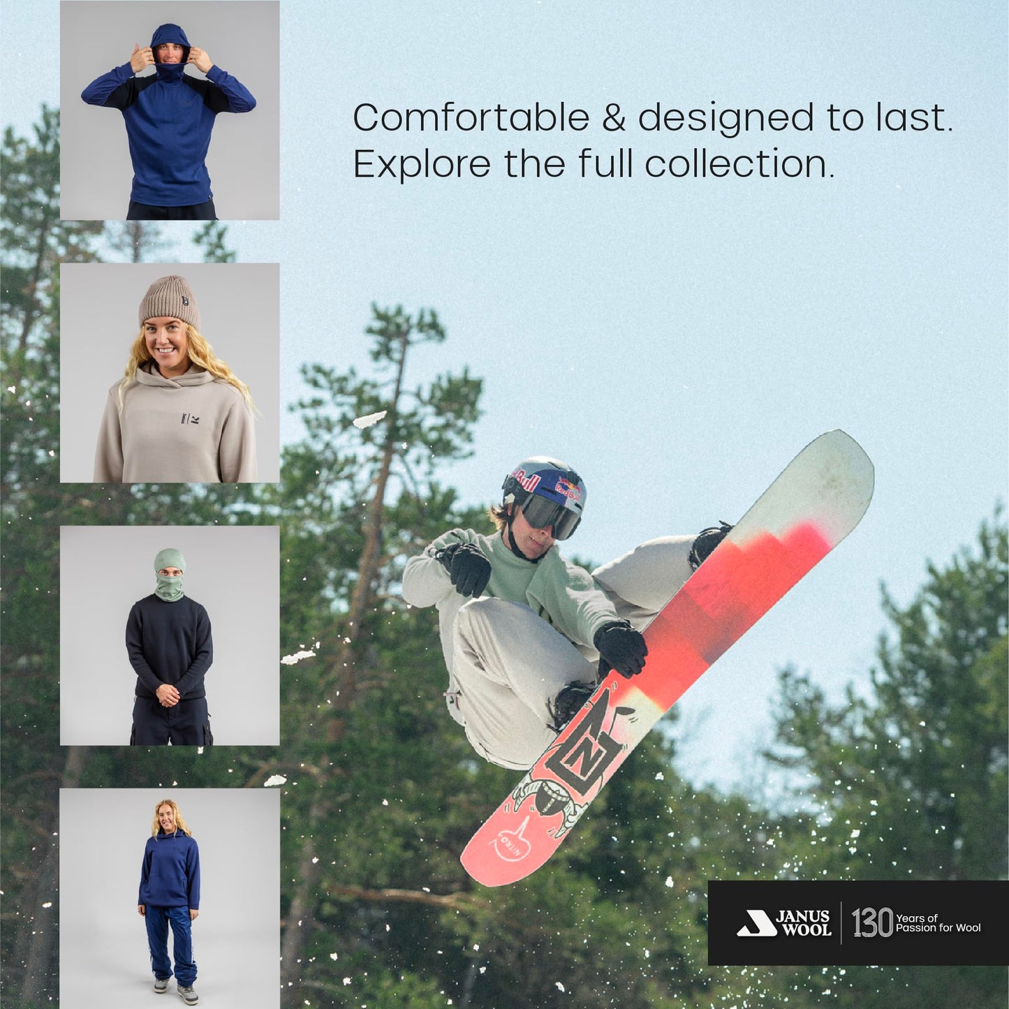 Janus Wool Kleveland Merino Base Layer - 100% Wool Fleece Hooded Sweatshirt - Men, Women, Teens - Winter Snowboarding Pullover - Brushed Interior - Under Helmet Warmth & Protection - Large Black