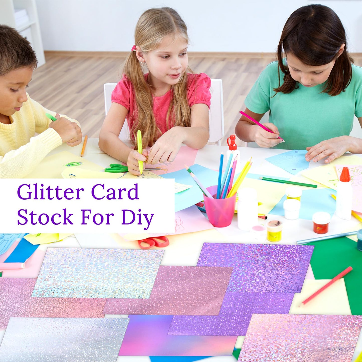 Kifmurase 120 Sheets Metallic Holographic Card Stock, Shiny Glitter Card Stock, Glitter Iridescent Mirror Paper 11.7 x 8.3'', 250GSM 12 Mixed Colors Foil Paper for Scrapbook, Cards Making, Crafts