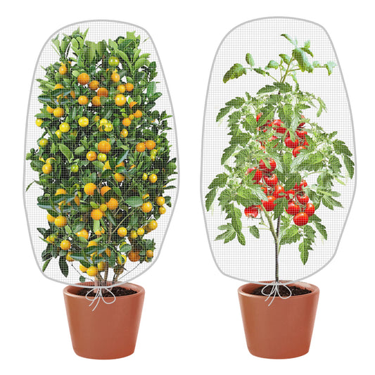 Alpurple 2Pcs 4.6 x 3.9 Ft Garden Plant Netting Mesh Barrier Bags- Fruit Tree Net with Drawstring- Tomato Plant Protective Netting Cover for Protect Plant Fruits Citrus Flower from Insect Bird Eating