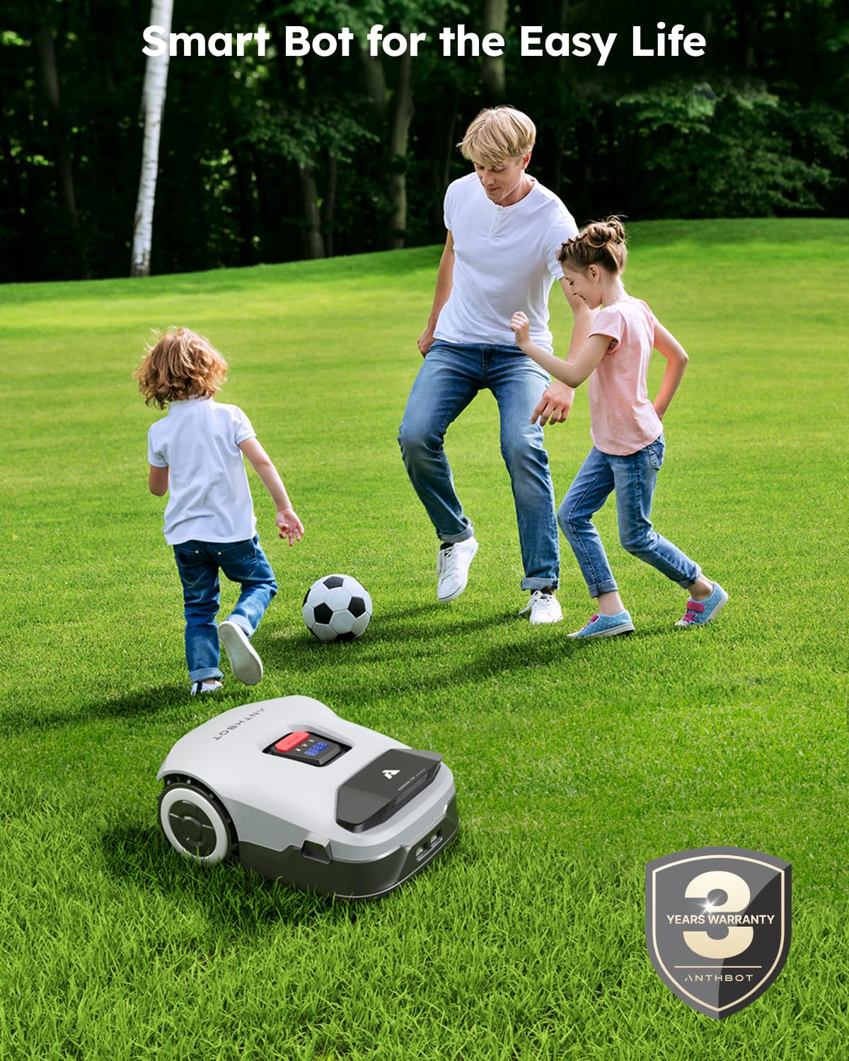 ANTHBOT Genie600 Robot Lawn Mower - NO Wire, Full Band RTK+4-Eye Vision Robotic Lawnmower for 1/4 Acre, Auto Mapping, Multi-Zone Management, Accurate Obstacle Avoidance, Intelligent Path Planning