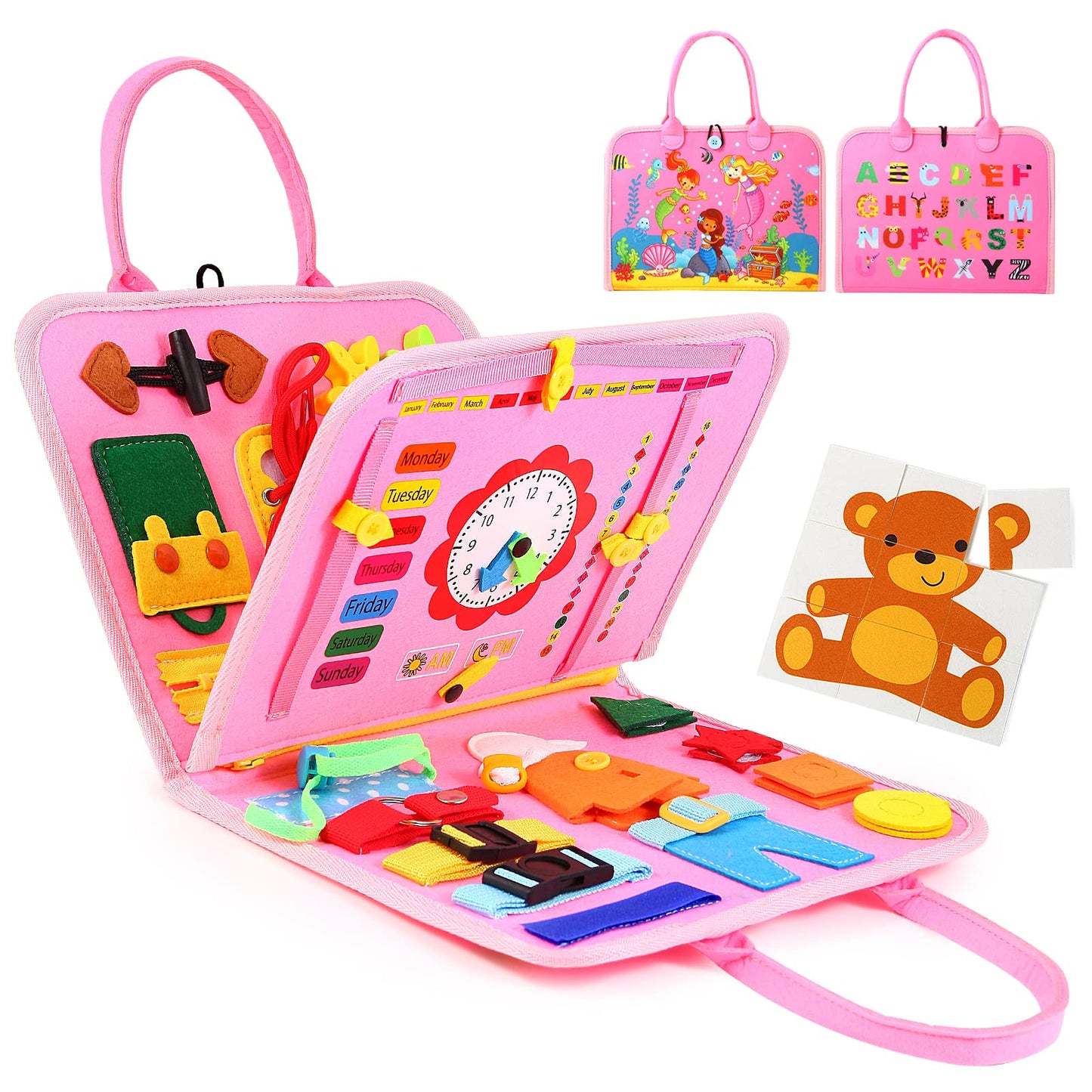 Hooku Busy Board for 1 Year Old, Montessori Sensory Toys for Toddlers 1-3, Fine Motor Learning Activities, Toddler Travel Toys, Birthday Gifts for Baby Boy or Girl