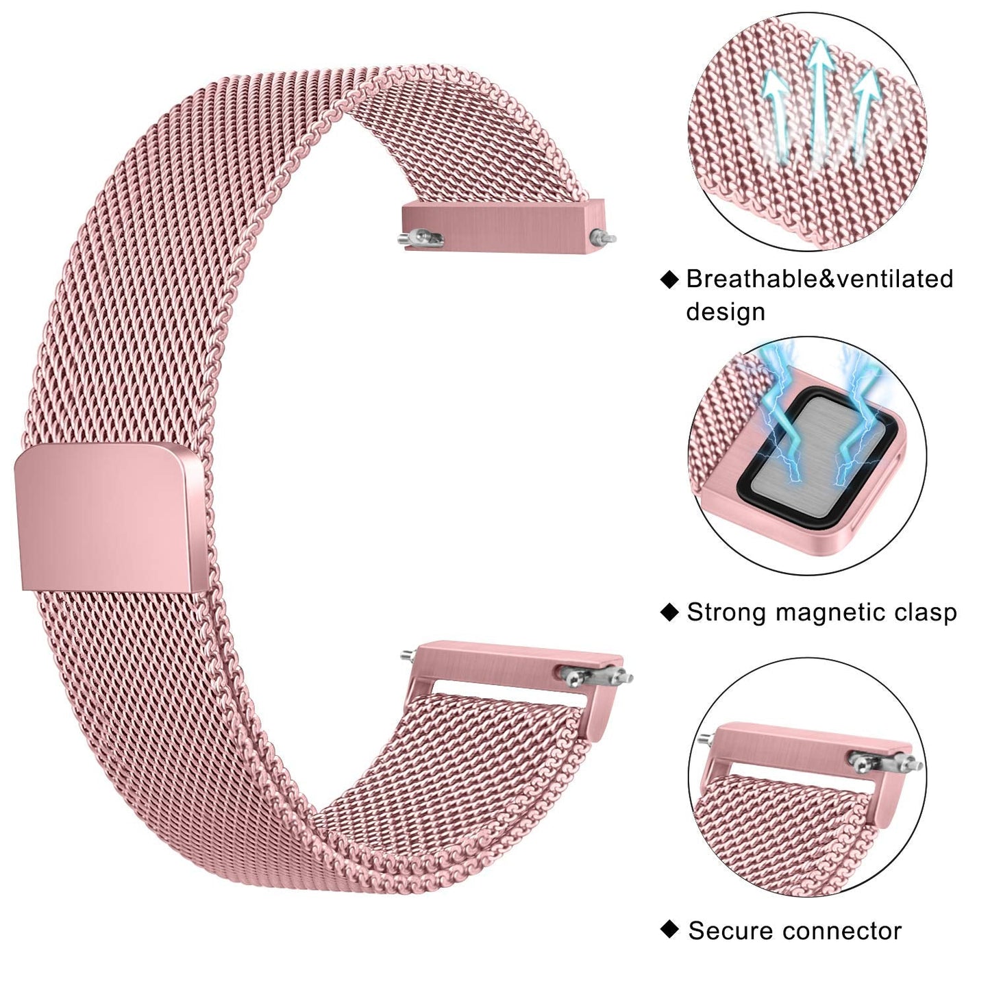 Veryfit Smart Watch Bands for IDW13, IDW16, IDW19 Smartwatch, Stainless Steel Metal Replacement Bracelet Strap for Fitpolo IDW13/Woneligo W13/FITVII HM57, ENOMIR/TOOBUR/MILOUZ/Gydom/Faweio/Veryfit IDW19
