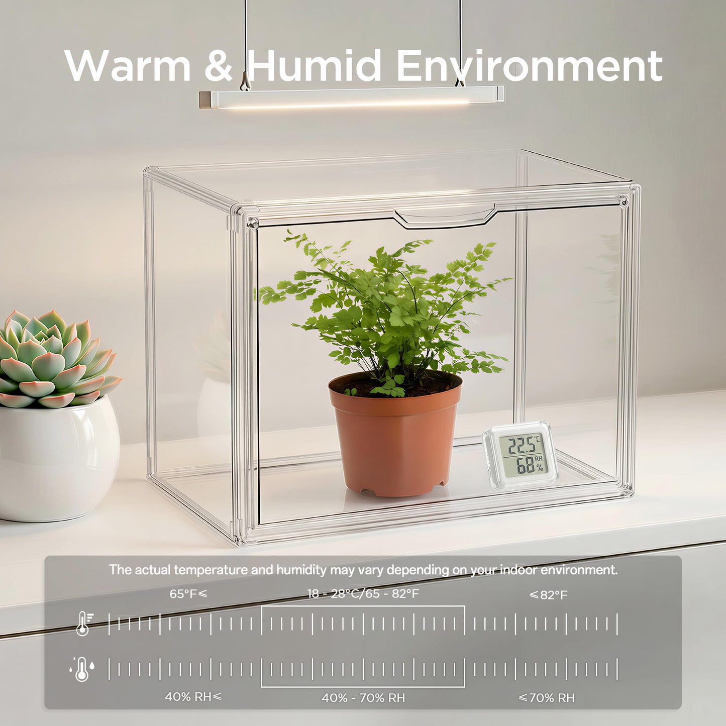 HBlife Mini Greenhouse for Indoor, Clear Stackable Green House with Magnetic Waterproof Door for Small Plants Nursery Germination and Display, Tabletop Portable Greenhouse, 14.1x8.6x10.6 Inch (2 Pack)
