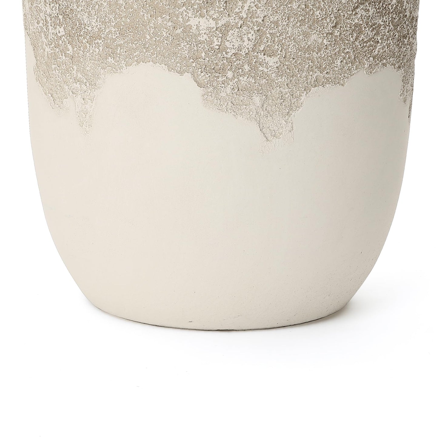 LuxenHome 15.5" Dia Beige Large Round Planter, Outdoor Indoor Decorative Plant Pot with Drainage Hole and Rubber Plug, Antique Travertine Style Off-White Flower Pot for Home Patio Garden