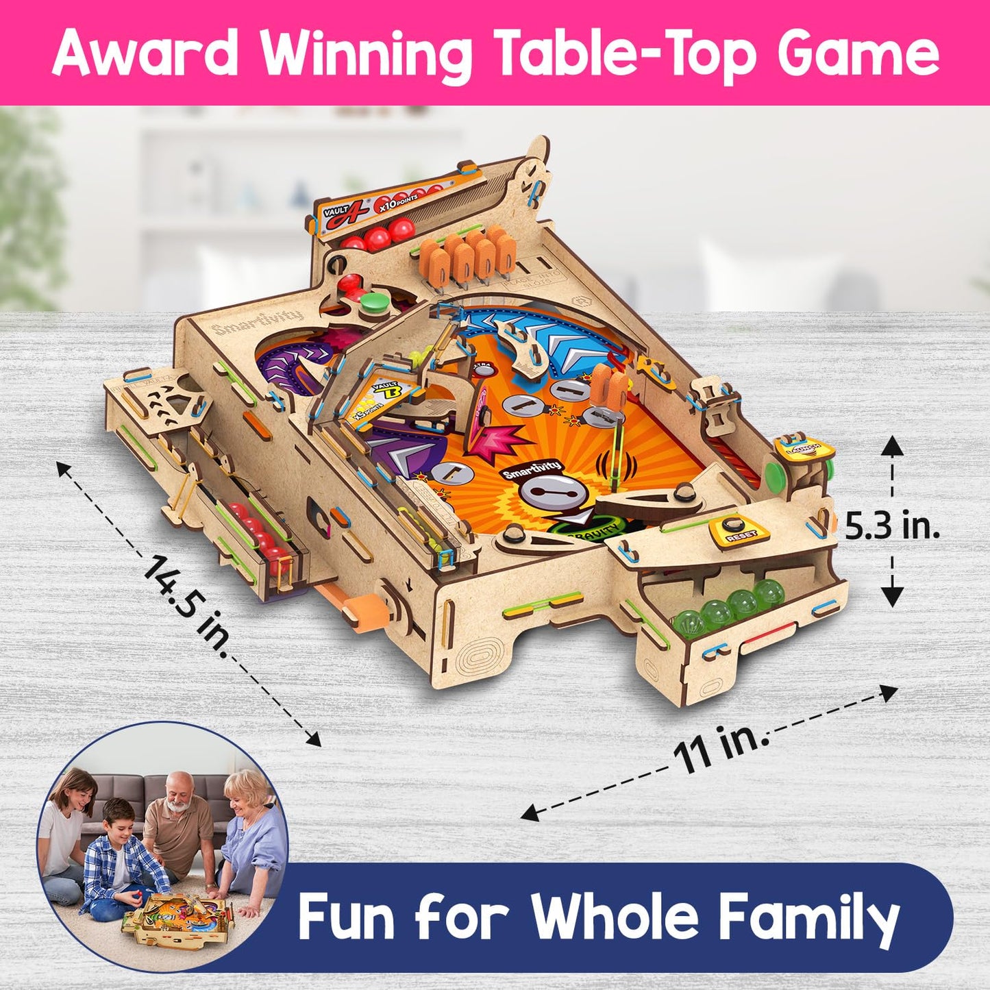 Smartivity DIY Pinball Machine for Kids 8-14 Years Old | Global Award Winning Arcade Game | Build Your Own Pinball I Birthday Gift for Smart Kids | STEM Toy for Boys & Girls
