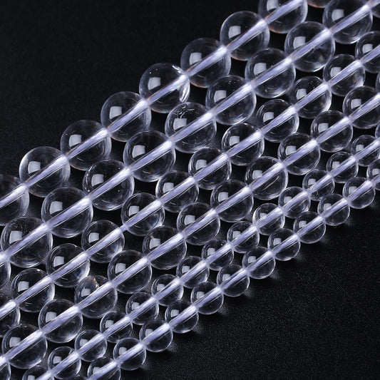 45PCS 8MM Clear White Crystal Quartz Stone Beads Natural Gemstone Bead Crystal Healing Energy Jewelry Making DIY 15 inches