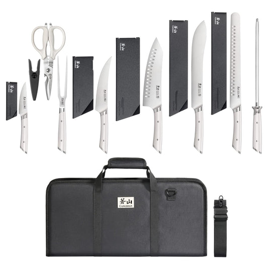 Cangshan HELENA Series German Steel Forged BBQ Knife Set (White, 9-Piece Bag Set)
