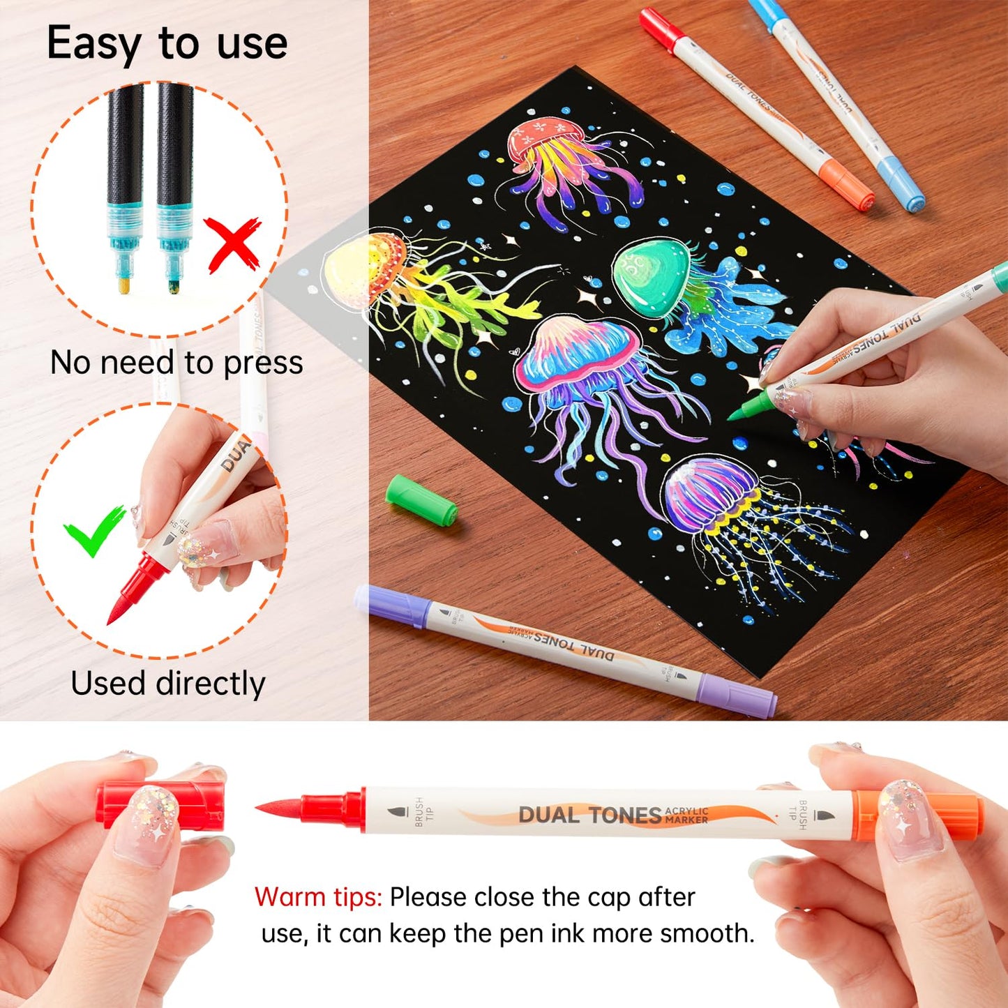 Shuttle Art 120 Colors Dual Tone Acrylic Paint Markers, 60 Pack Acrylic Paint Pens Set for Rock Painting, Ceramic, Wood, Canvas, Glass, Stone, Fabric, Card Making, DIY Crafts & Art Supplies