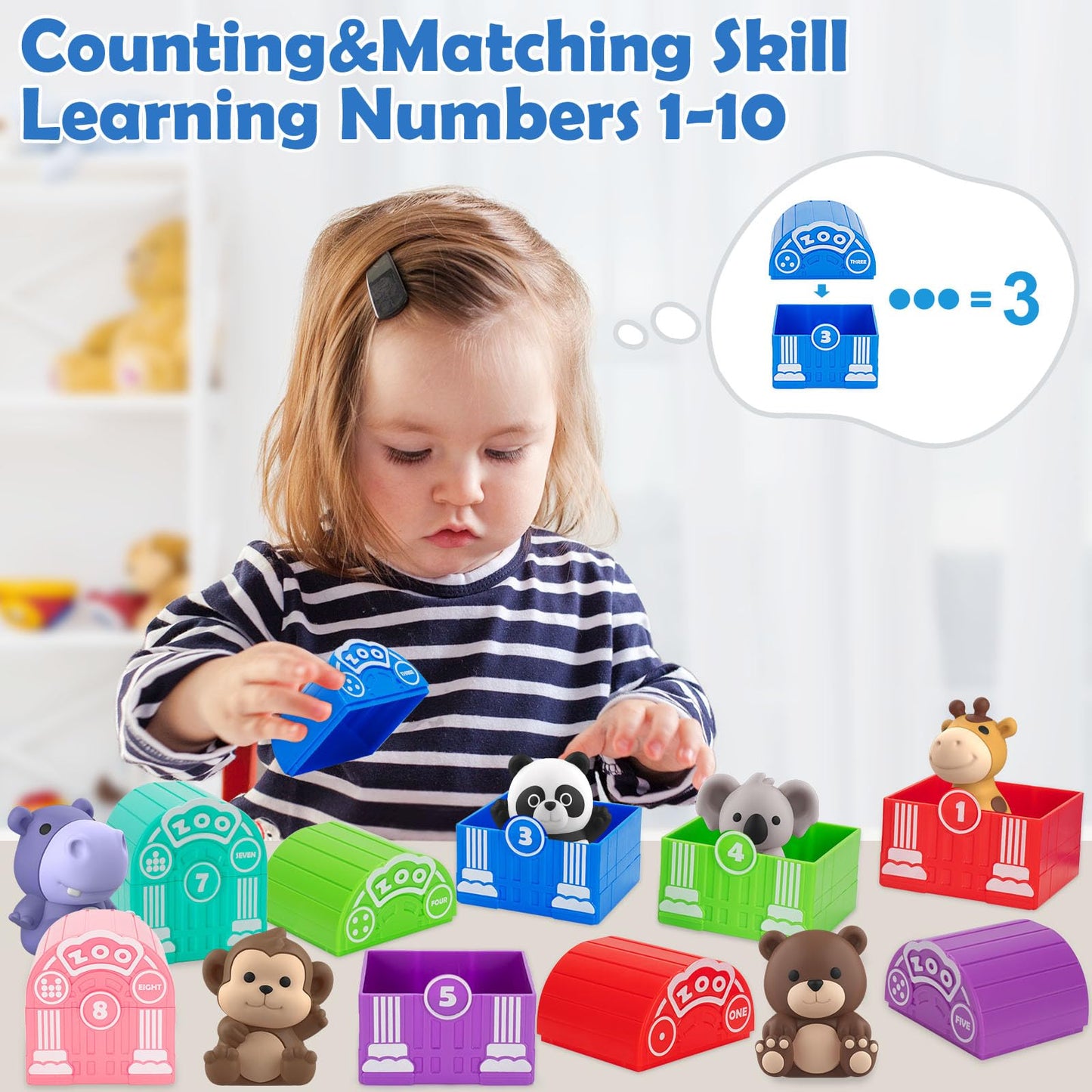 Aigybobo Learning Toys for 1,2,3 Year Old Toddlers, 20Pcs Animals Toys Montessori Counting, Matching & Sorting Fine Motor Games, Christmas Birthday Easter Gift for Baby Boys Girls Age 12-18 Months