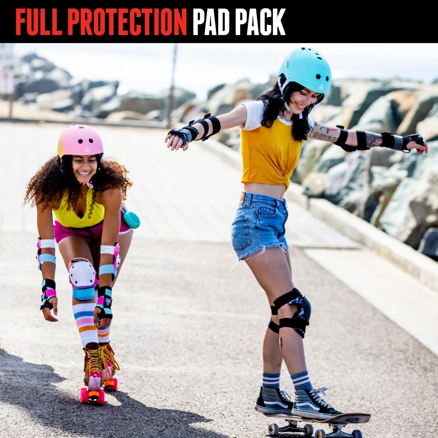 Triple Eight Saver Series 3-Pack Pad Set– Ideal for Skateboarding, In-line Skating, Roller Skating, and Biking