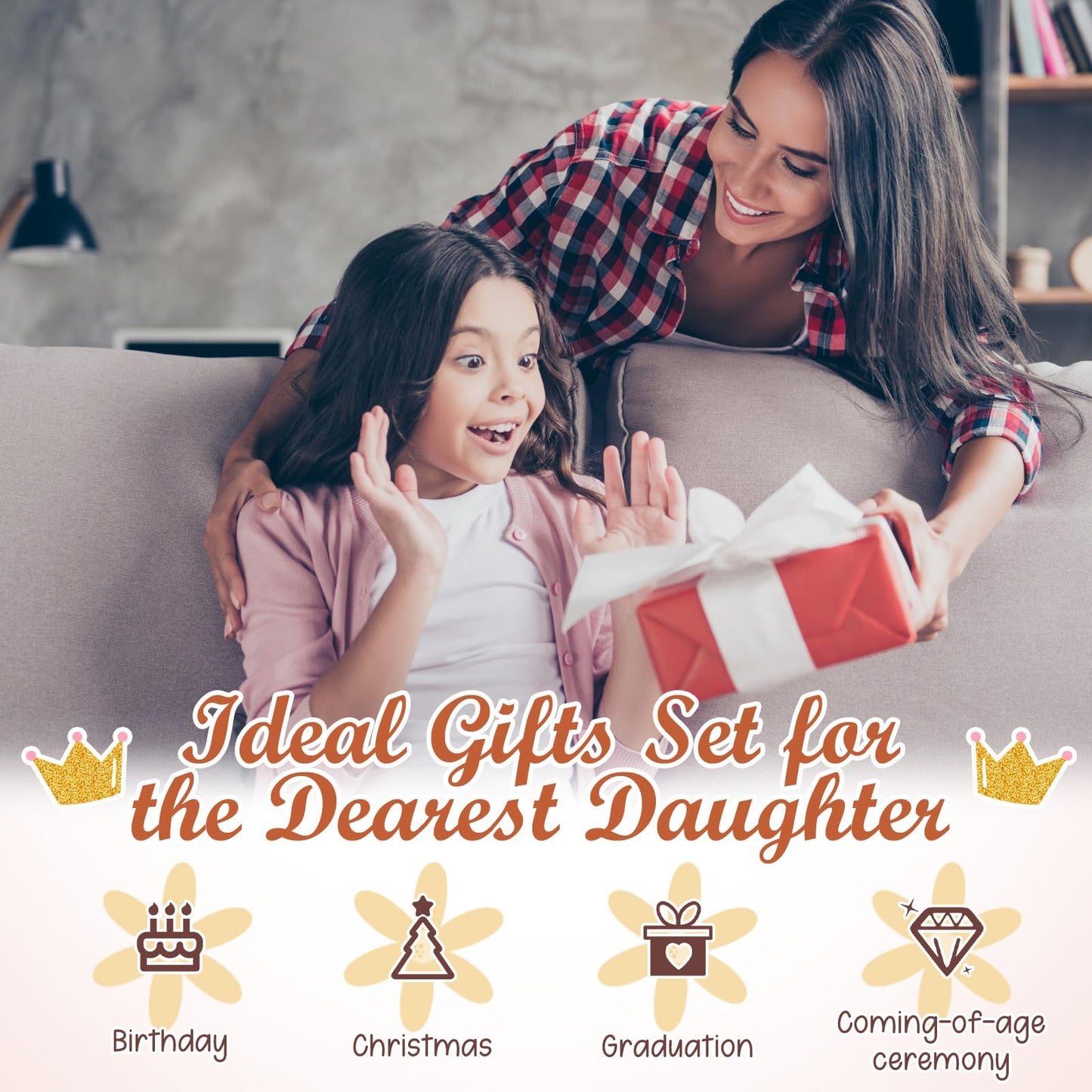 Gaillty 5 Pcs Gifts for Women, Inspirational to My Daughter Mothers Day Gift with Tote Bag, Makeup Bag, Notebook, Ballpoint Pen & Keychain Congratulations Graduation Wedding Gift from Mom Dad