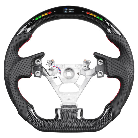 LED Carbon Fiber Steering Wheel for Infiniti 2003-2009 G35 LED Display Indicator D-Shaped Flat Bottom Anti-Slip Perforated Leather for G35 Steering Wheel