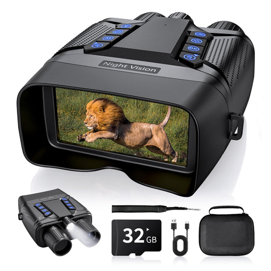 Night Vision Goggles, 4K Night Vision Binoculars, 3' Large Screen Infrared Binoculars with 5000mAH, 8X Digital Zoom Night Vision External Flashlight for Camping - Black