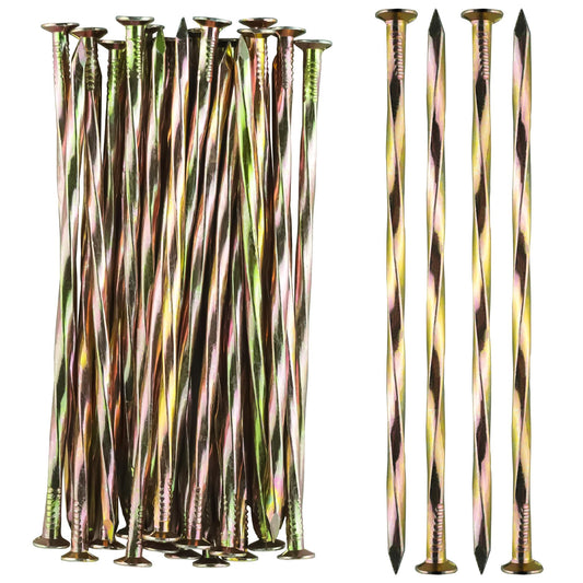 POSEOFFR Artificial Turf Stakes 6 Inch Spiral Galvanized Landscape Staples, Heavy Duty Weed Barrier Fabric Stakes for Paver Edging, Gardening Lawn Edging and More (20Pack)