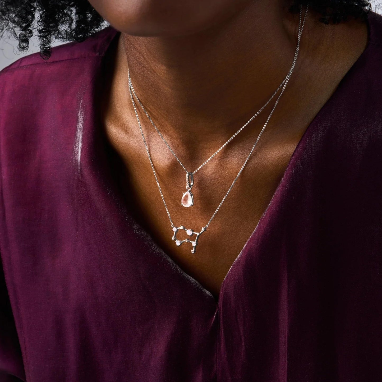 Moon Magic - Authentic Moonstone Necklace for Women | Onyx, Black Obsidian Necklaces/Real 925 Sterling Silver/18k Rose and Yellow Gold Enchanted Crystal Necklace for Women | Genuine Gemstone Jewelry