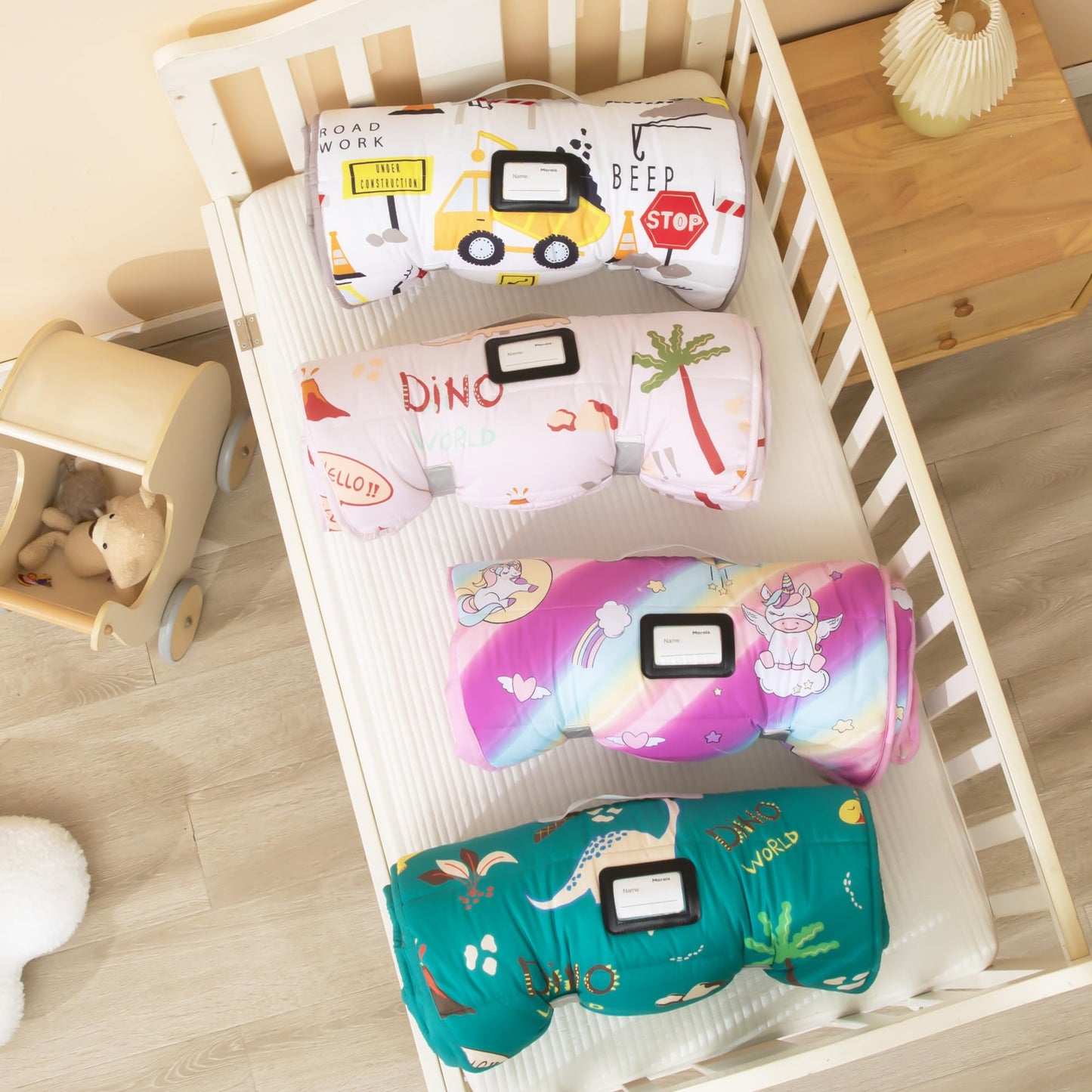 MORAIS Toddler Nap Mat with Pillow and Blanket - 52" x 20" Lightweight and Soft Nap Mats for Preschool, Daycare, Travel Sleeping Bags