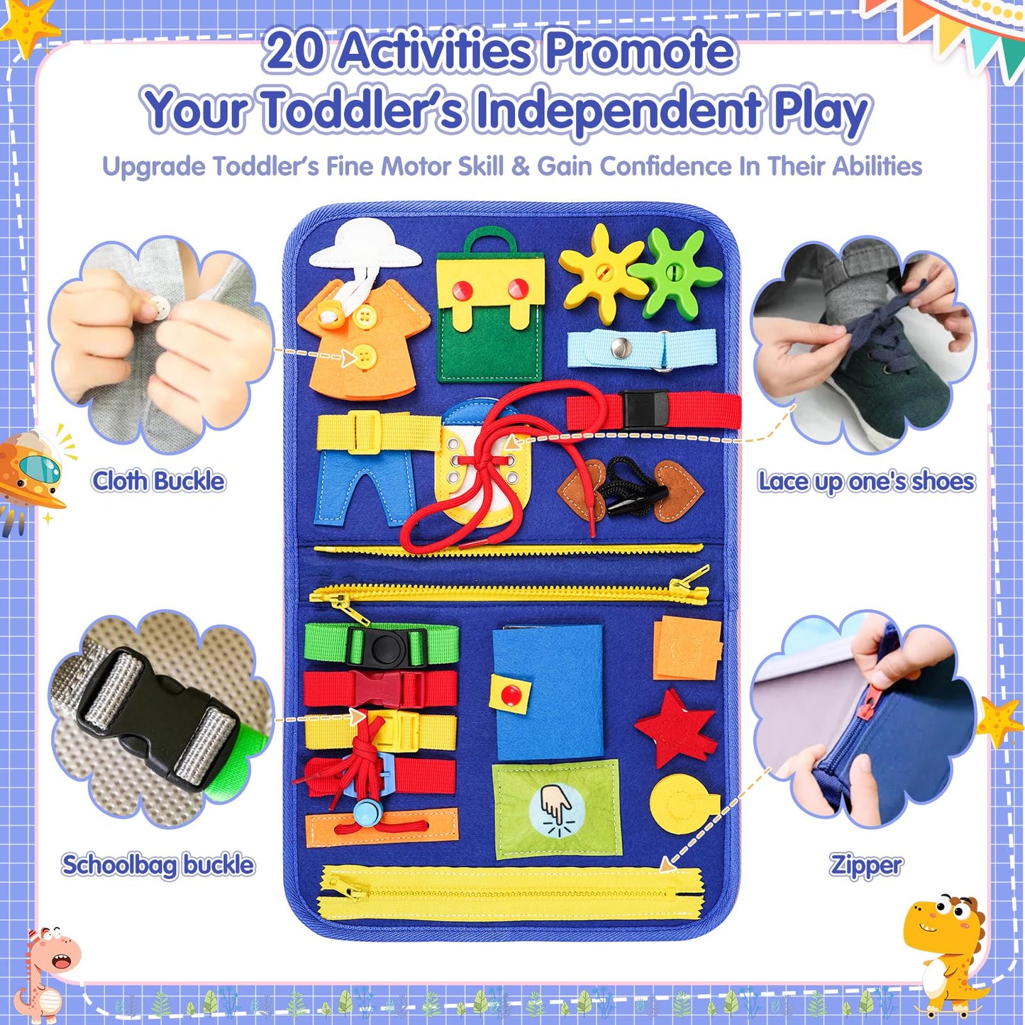 Goobaetoy Montessori Busy Board Boy, Toddler Toys for 3-6 Years Old Boy, Toddler Busy Book Educational Learning Sensory Activity Toys for Road Airplane Travel for Kids with Autism