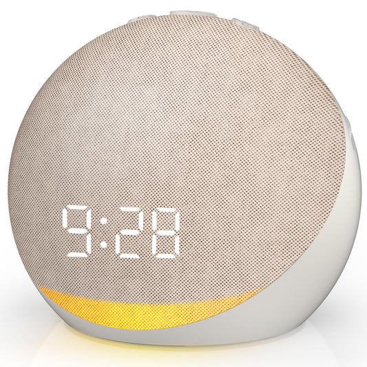 Sound Machine Alarm Clock for Bedroom: 25 Natural Sleep Sounds - White Noise Machine for Adults Kids Baby - Gentle Wake Up Alarm with Bluetooth Speaker - Putty