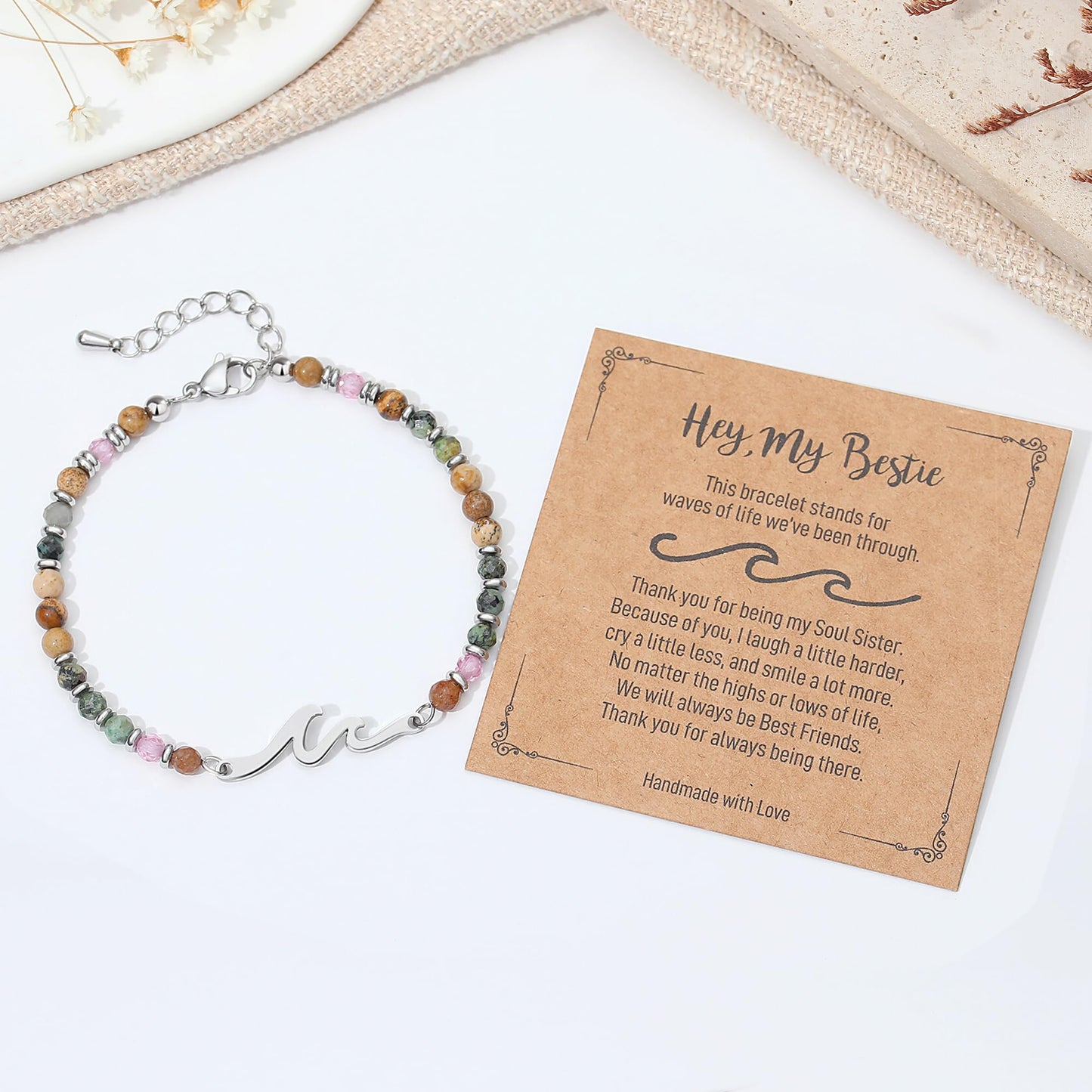 TONY & SANDY Best Friend Friendship Gifts for Women, Wave Friendship Bracelets, Bestie Best Friend Birthday Gifts for Women Female BFF Graduation Her Christmas Easter Teen Adult Mothers Day