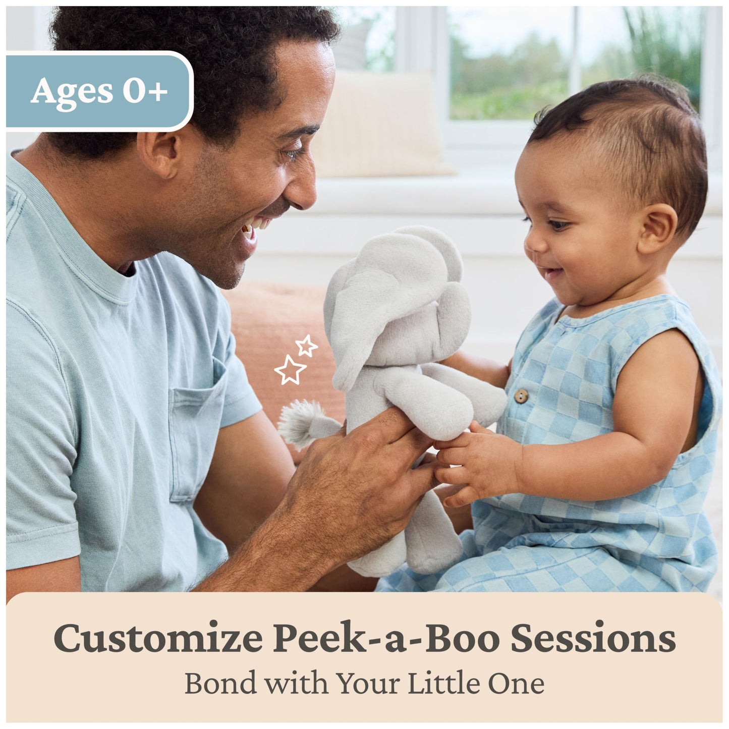 GUND Baby Peek-a-Boo Flappy Elephant Plush, Elephant Stuffed Animal, Baby Toy for Ages 0 and Up, Gray, 7" (Batteries Not Required)
