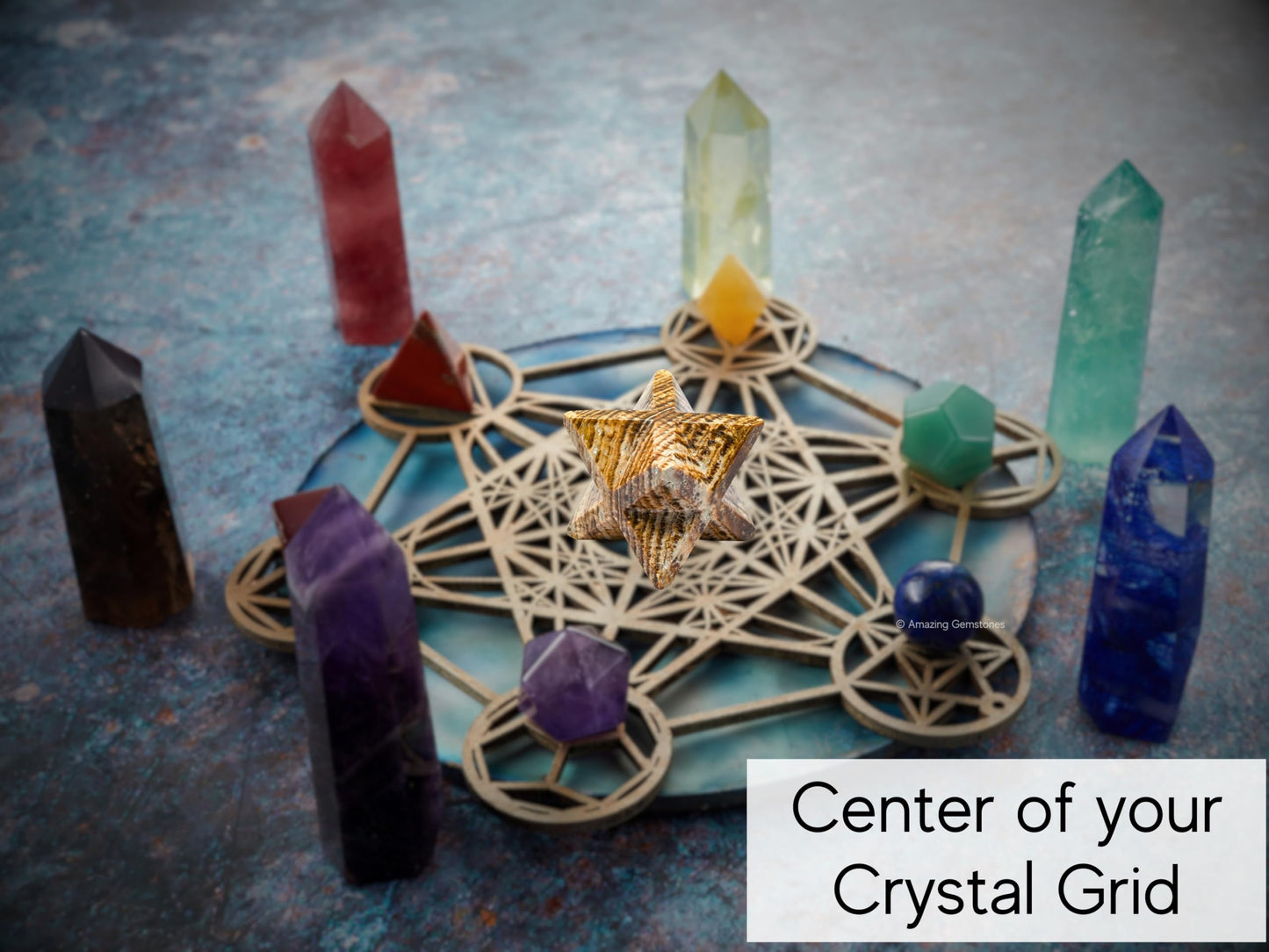Amazing Gemstone Aragonite Merkaba Crystal - 1.5 Inches Metaphysical Merkaba Star for Meditation - Energetic Tetrahedron Crystal and Healing Stones for Spiritual Growth and Healing (35-40mm)