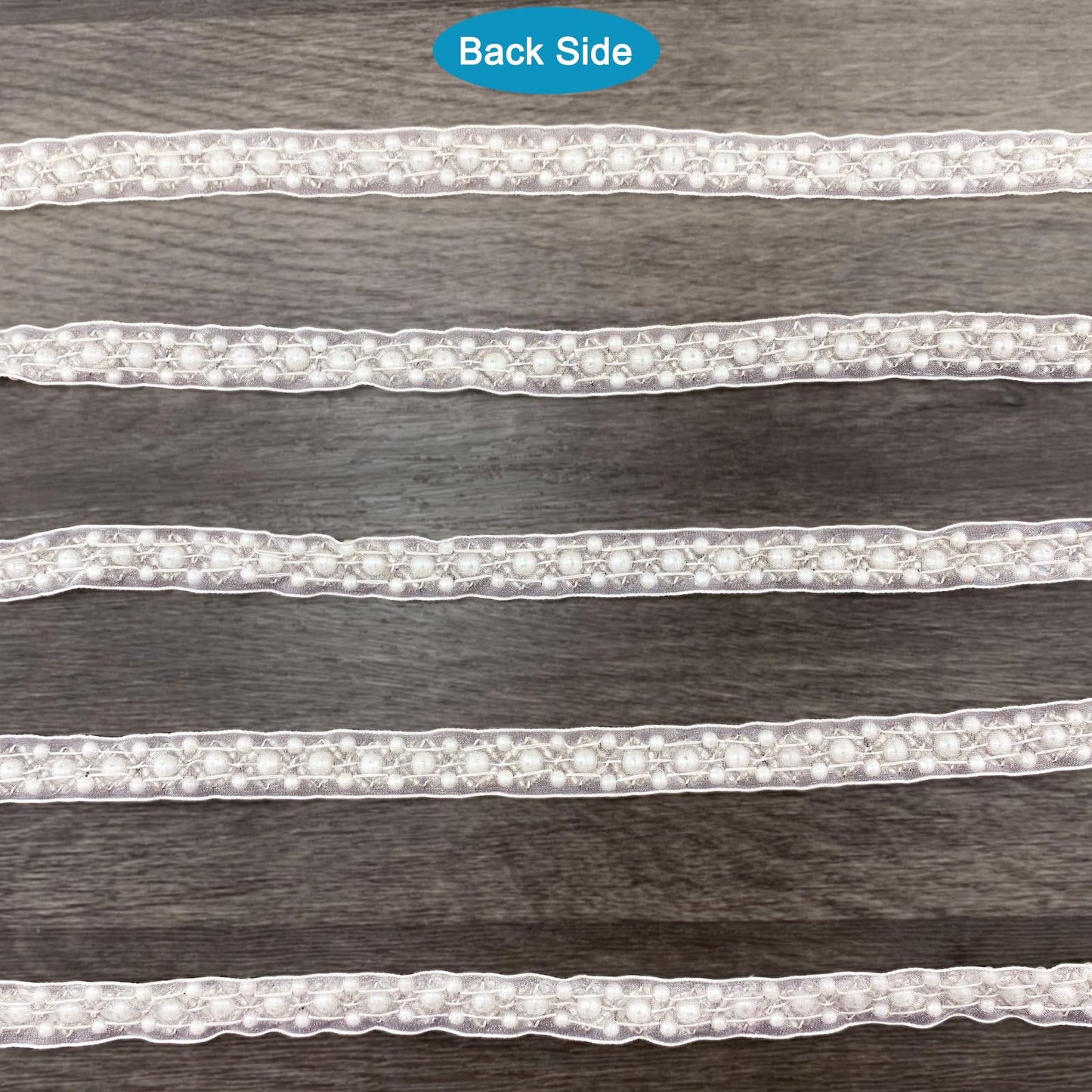 BETITETO 3Yards Pearl Beaded Trim Lace Ribbon Trimming Edge Embellishments for Sewing Bridal Dress Party Clothes Wedding Decoration Fabric Crafts DIY (Ivory Ribbon)