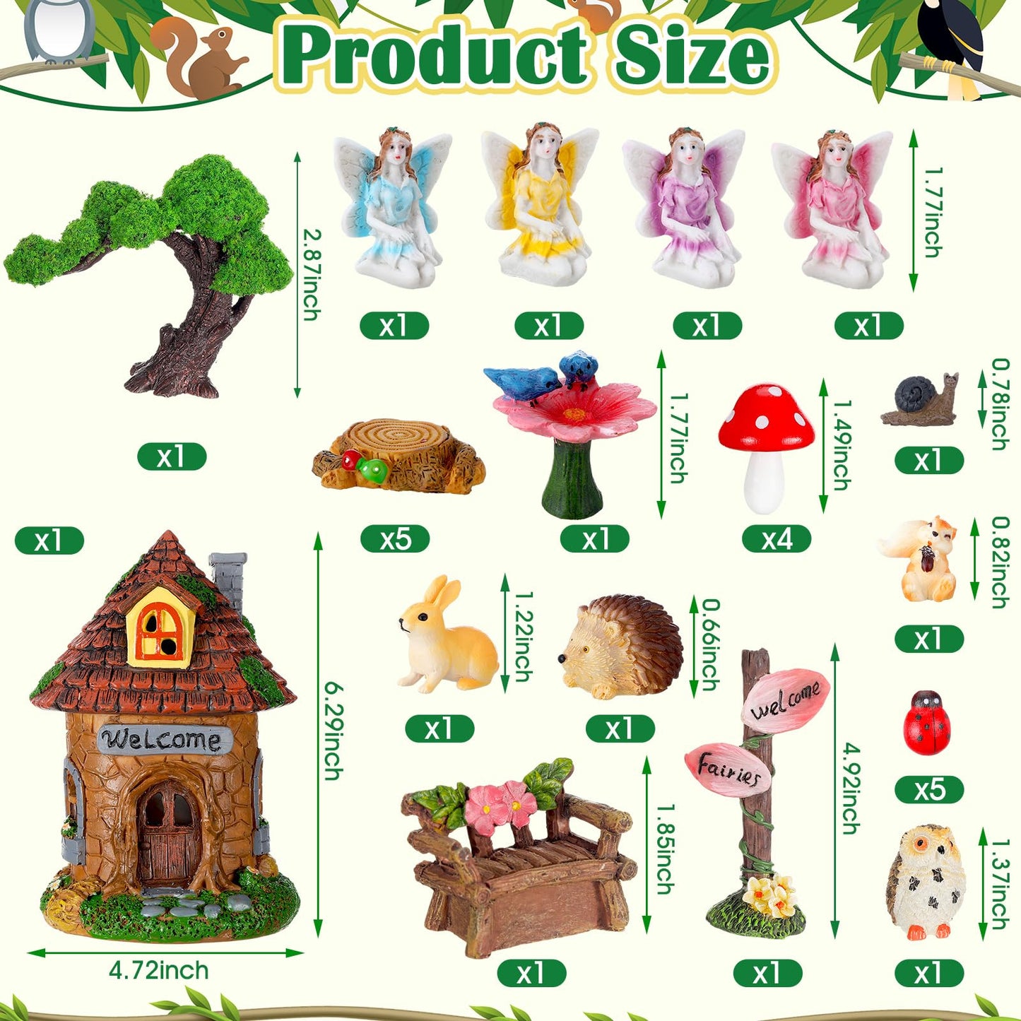 Leyndo 28 Pcs Solar House Garden Accessories Fairy Light up Fairy Figures Garden Kit Resin Miniature Mushroom House Figures Micro Landscape Ornaments (Fresh)