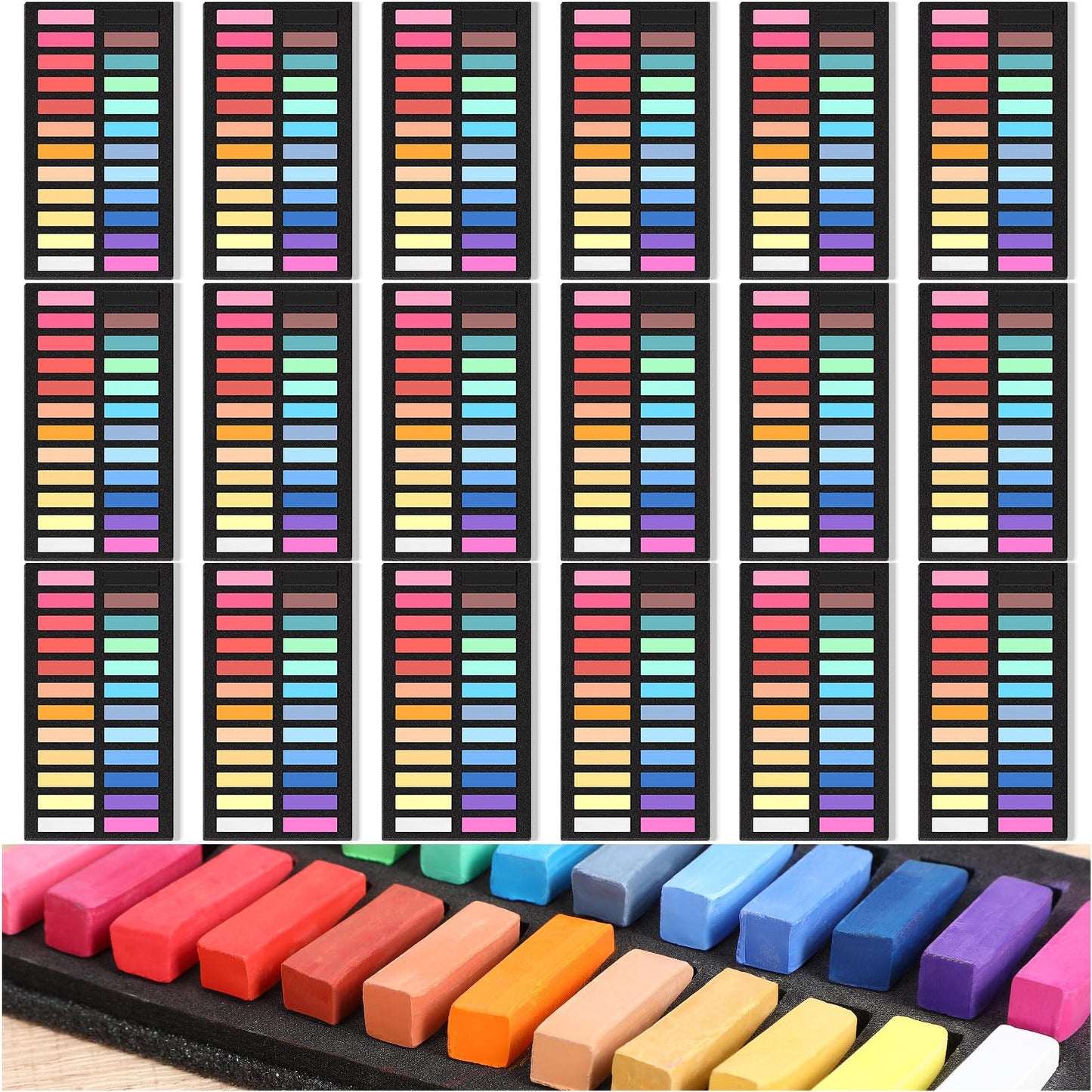 Watersay 432 Pcs Soft Chalk Pastels Set of 24 Colors Bulk 1.18 Inches Square Dry Artist Chalk Pastel Sticks for Office Art Drawing Painting Professional Art Supplies Kit