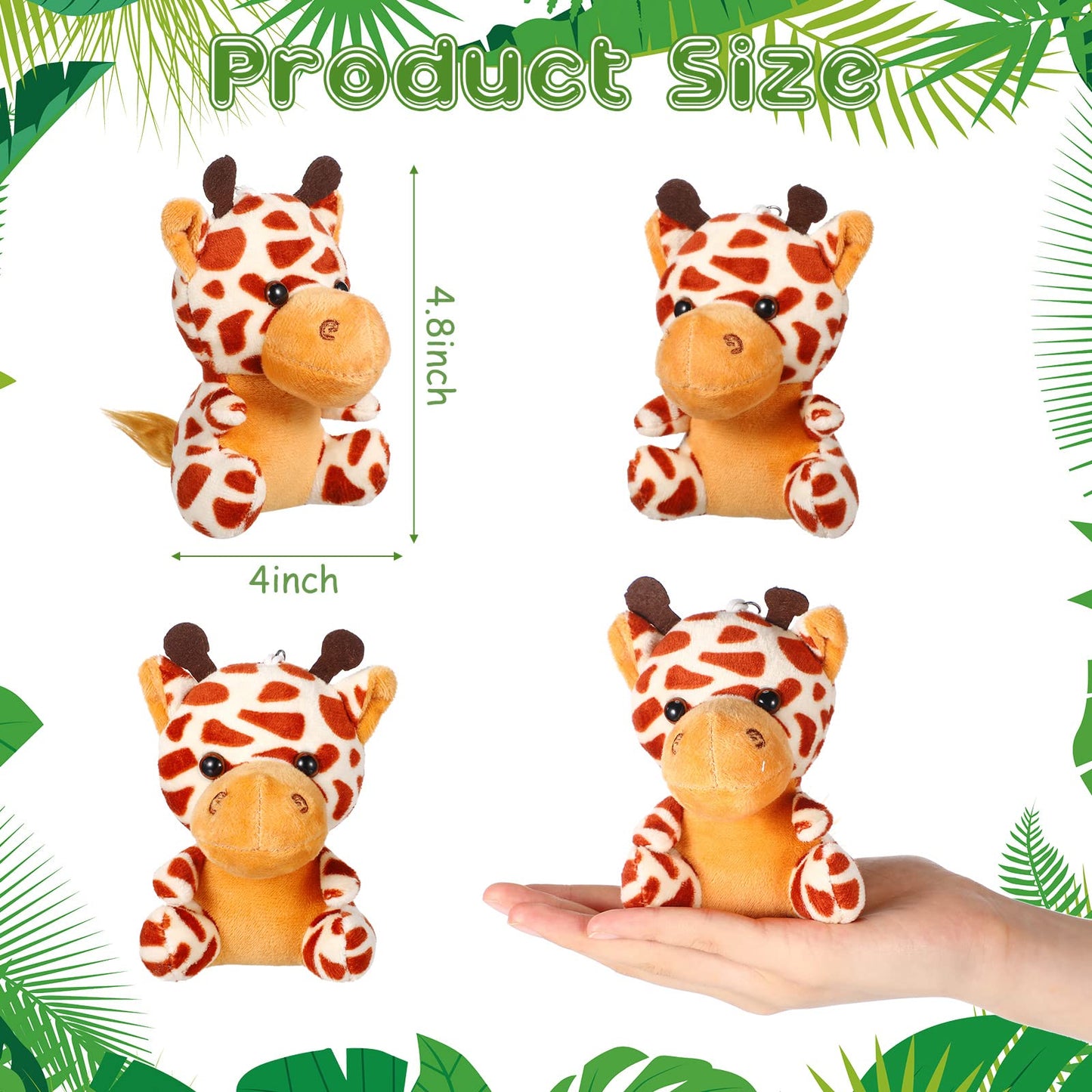 HyDren 40 Pack Mini Stuffed Jungle Animals in Bulk 4.7 Inch Safari Plush Toys,Lion Tiger Elephant Giraffe Leopard Monkey Hippo Zebra Forest Plush Dolls for Animal Theme Party Favors Classroom Award