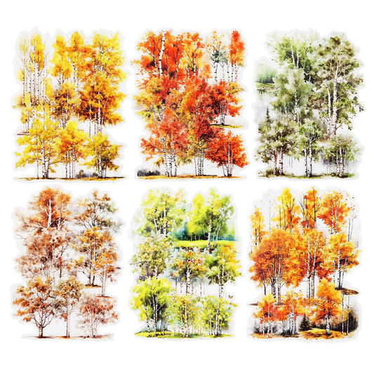 Botanical Leaf PET Stickers Set, 120PCS Transparent Plant Ephemera for Scrapbooking, Journaling, DIY Crafts, and Planner