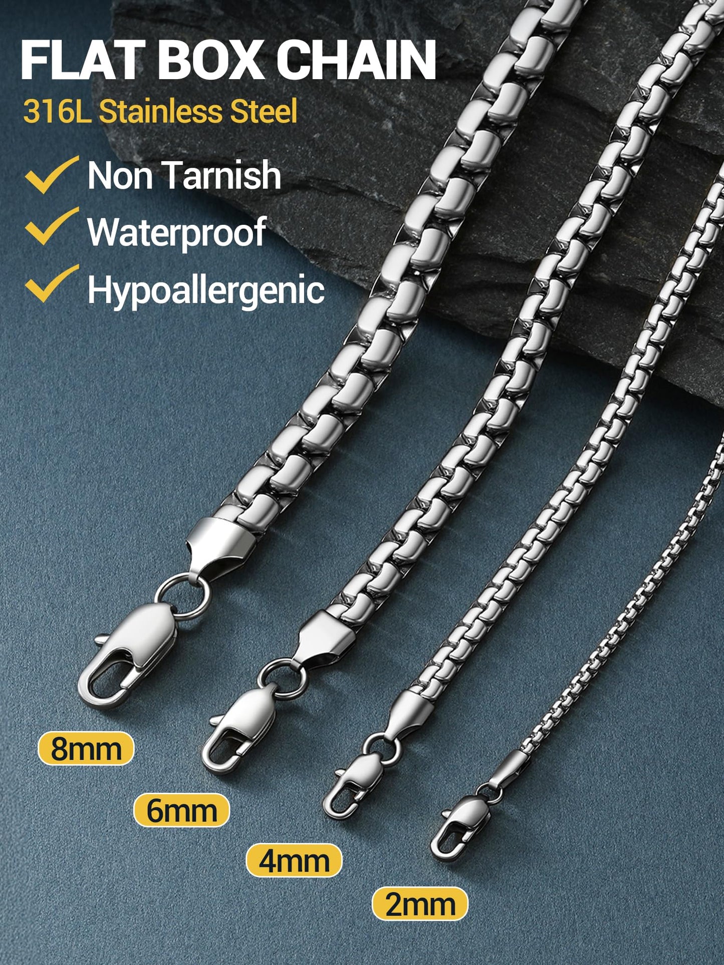 PROSTEEL Chain Necklace For Men Grunge Jewelry Aesthetic Layer Stainless Steel Chains Mens Necklaces
