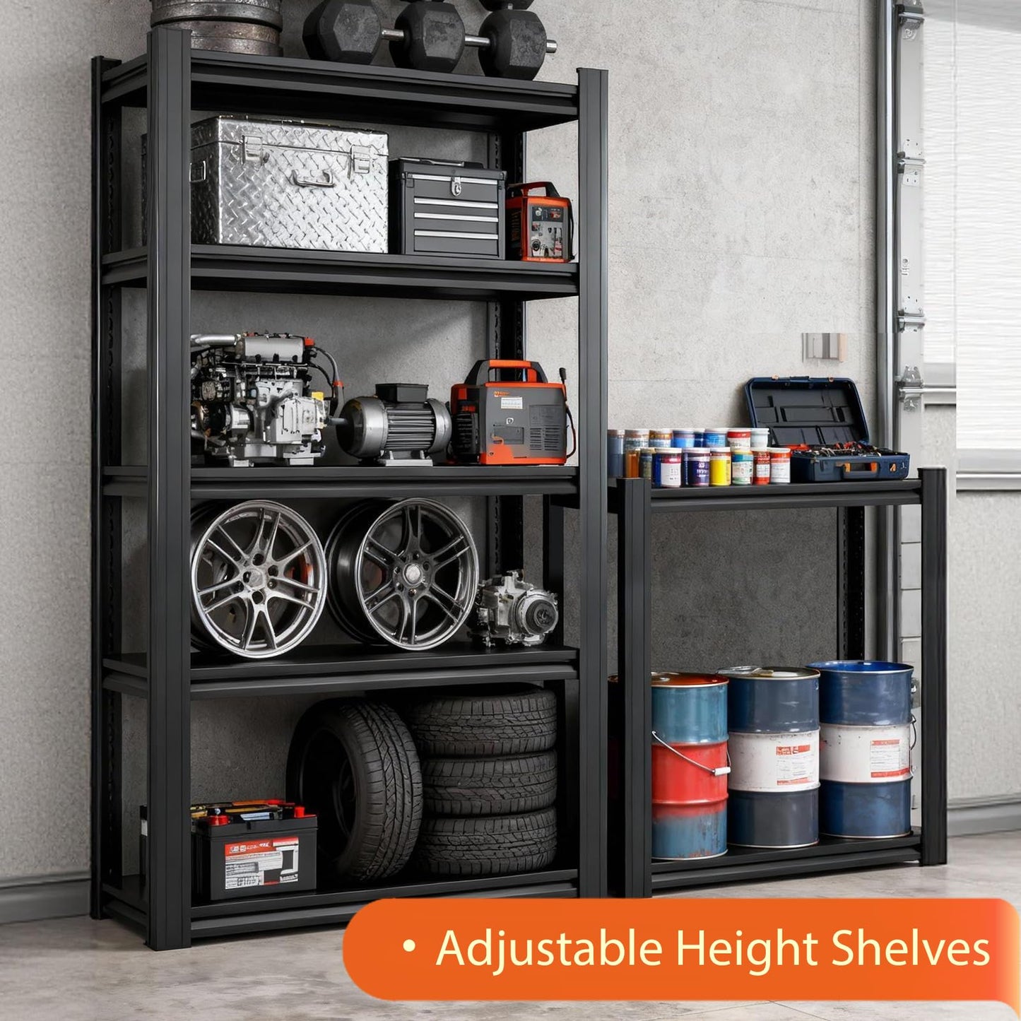 Gruocso Heavy Duty Storage Shelves Unit, Adjustable Metal Garage Shelving,3500LBS Garage Storage Industrial Shelves,Storage Racks,Steel Shelf Suitable for Shop,Warehouse,Basement