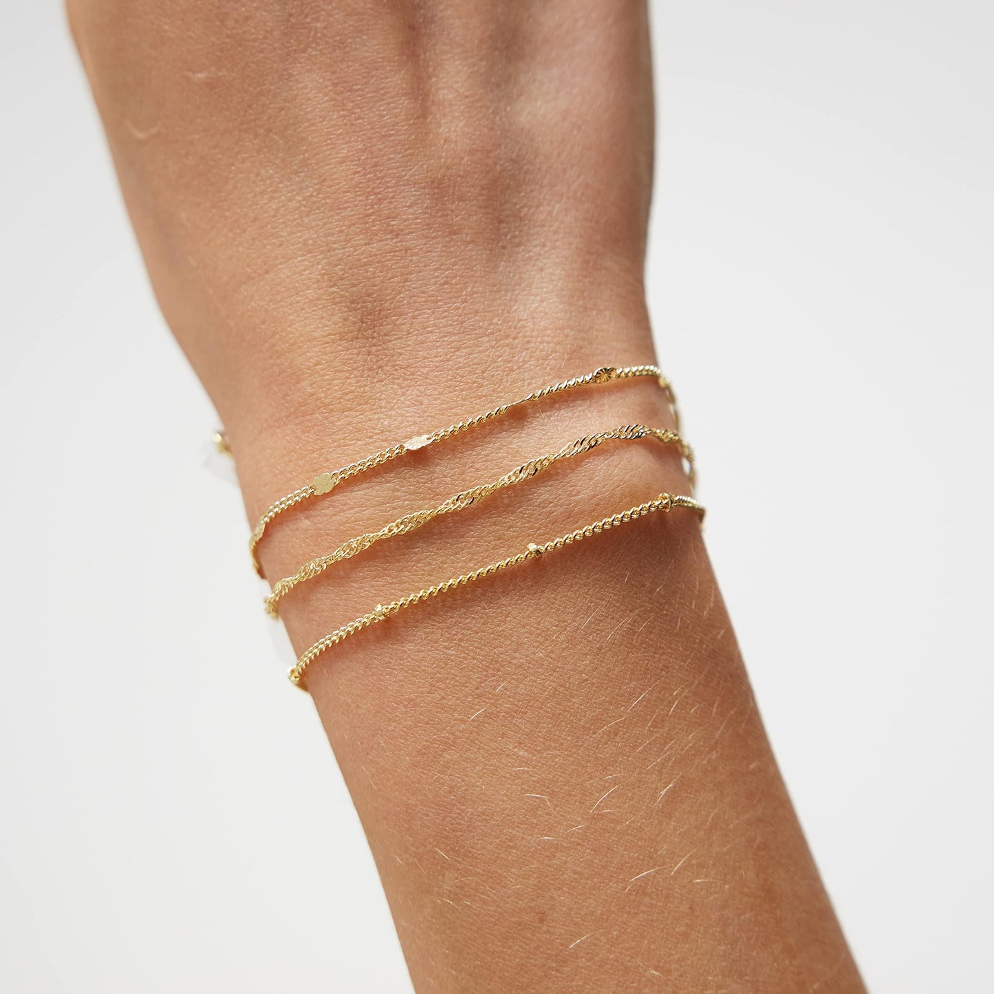 Sewyer Gold Dainty Bracelet Set for Women 14K Gold Filled Layering Chain Bracelets Stacked Bracelets Simple Set Jewelry Gift