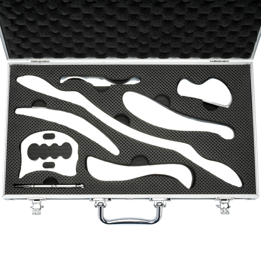 tonchean 8-Piece Muscle Scraper IASTM Tool Set, Gua Sha Scraping Massage Tool Set Stainless Steel Myofascial Release Tool Deep Tissue Massage Tool Set for Reduce Arms, Legs, Back, Shoulder Muscle Pain