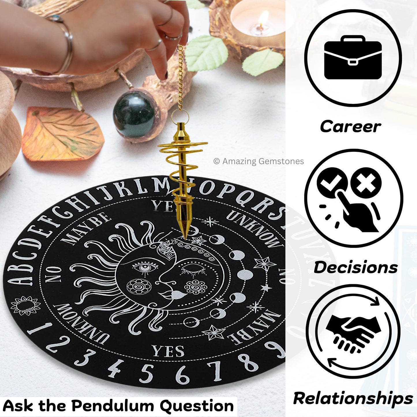 Amazing Gemstone Healing Metal Pendulums for Divination, Gold Spiral Open Chamber Steel Copper Pendulum High Energy Pendulo de Bronce Pendulos de Mesa MP2