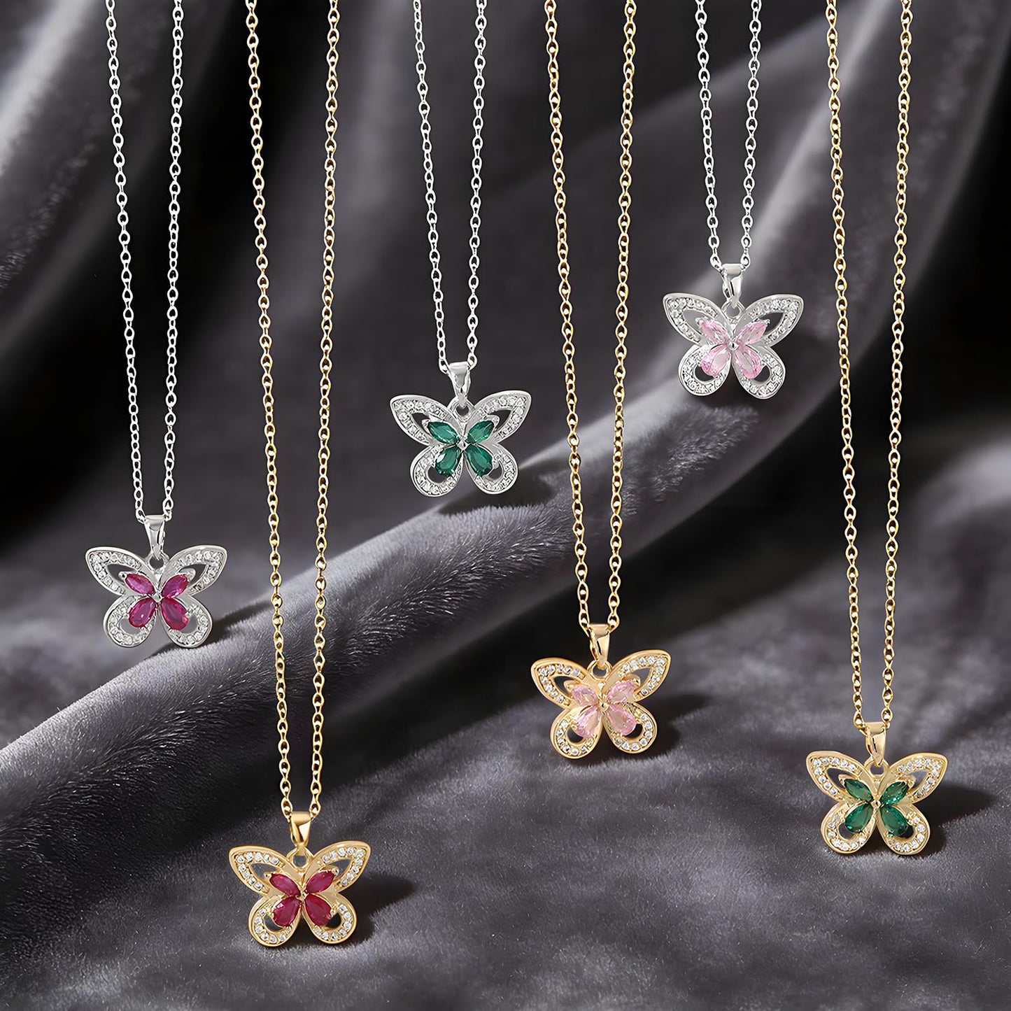 crataly Emerald Butterfly Necklace For Women-Gold Plated May Birthstone Necklace For Valentine's Day Mother's Day Christams Birthday Gifts