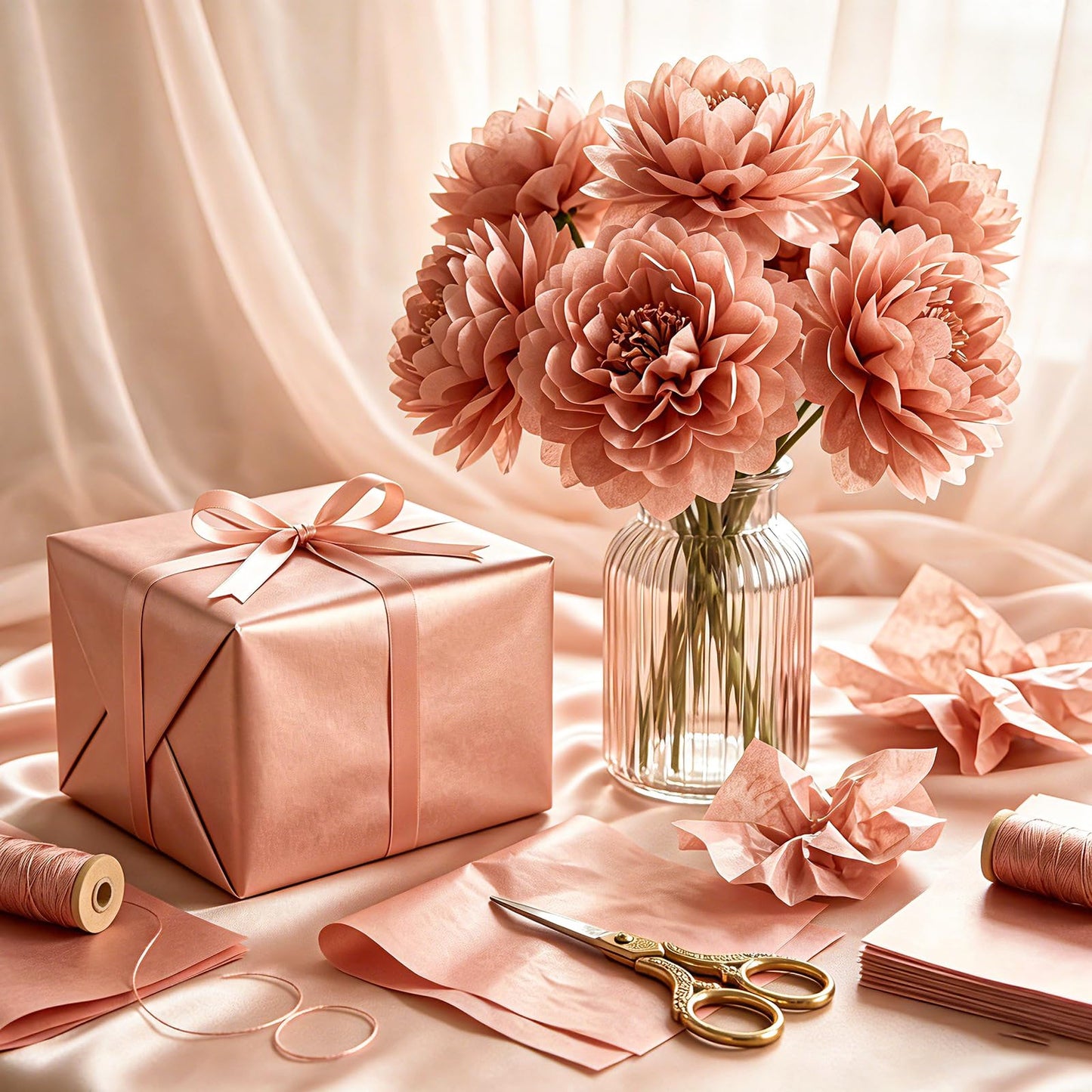 woric 110 Sheets Rose Gold Tissue Paper Bulk, 17GSM Metallic Tissue Paper for Gift Bags Graduation Bouquet DIY Crafts Birthday Weddings Baby Shower Girl Party Decor, 14 x 20 Inch