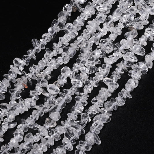 30in Clear Quartz Natural Chip Stone Beads 5-8mm About 230pcs, Irregular Drilled White Bead for Bracelets Jewelry Making Supplies for Adults, DIY Crafts.