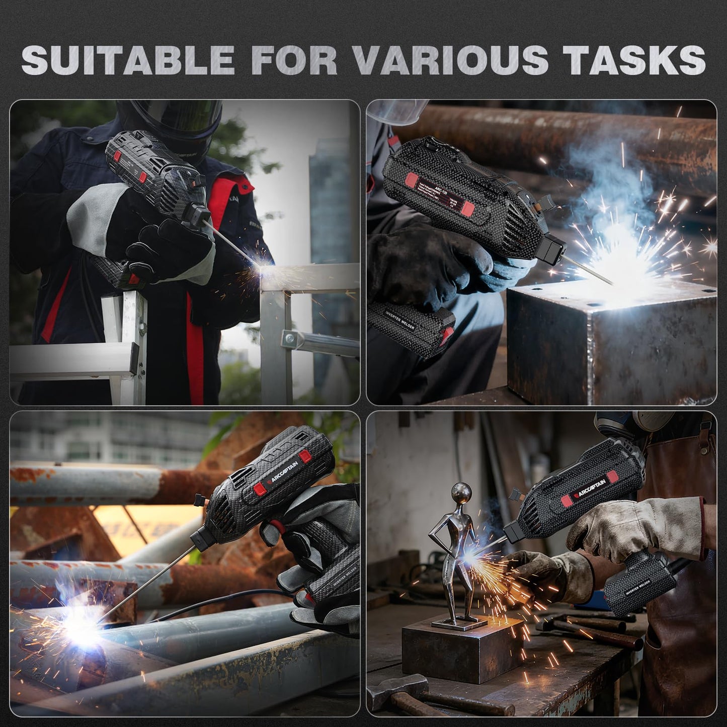 ARCCAPTAIN Stylish Handheld Welder, 110V Portable Welding Machine with IGBT Inverter, 120A Stick Welder with Auto Darkening Goggles and Upgraded Ground Clamp, Fits for 3/32"-1/8" Welding Rods