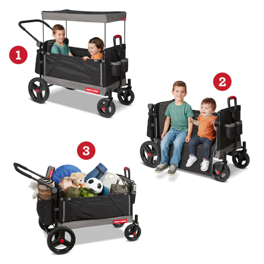 Radio Flyer Wagon for Kids, Baby Stroller, Outside Toys for Toddlers 1-3, Rolling Cart, Beach Cart with Wheels, Trav'ler Stroller Wagon with Protective Cover, for Ages 1+ Years
