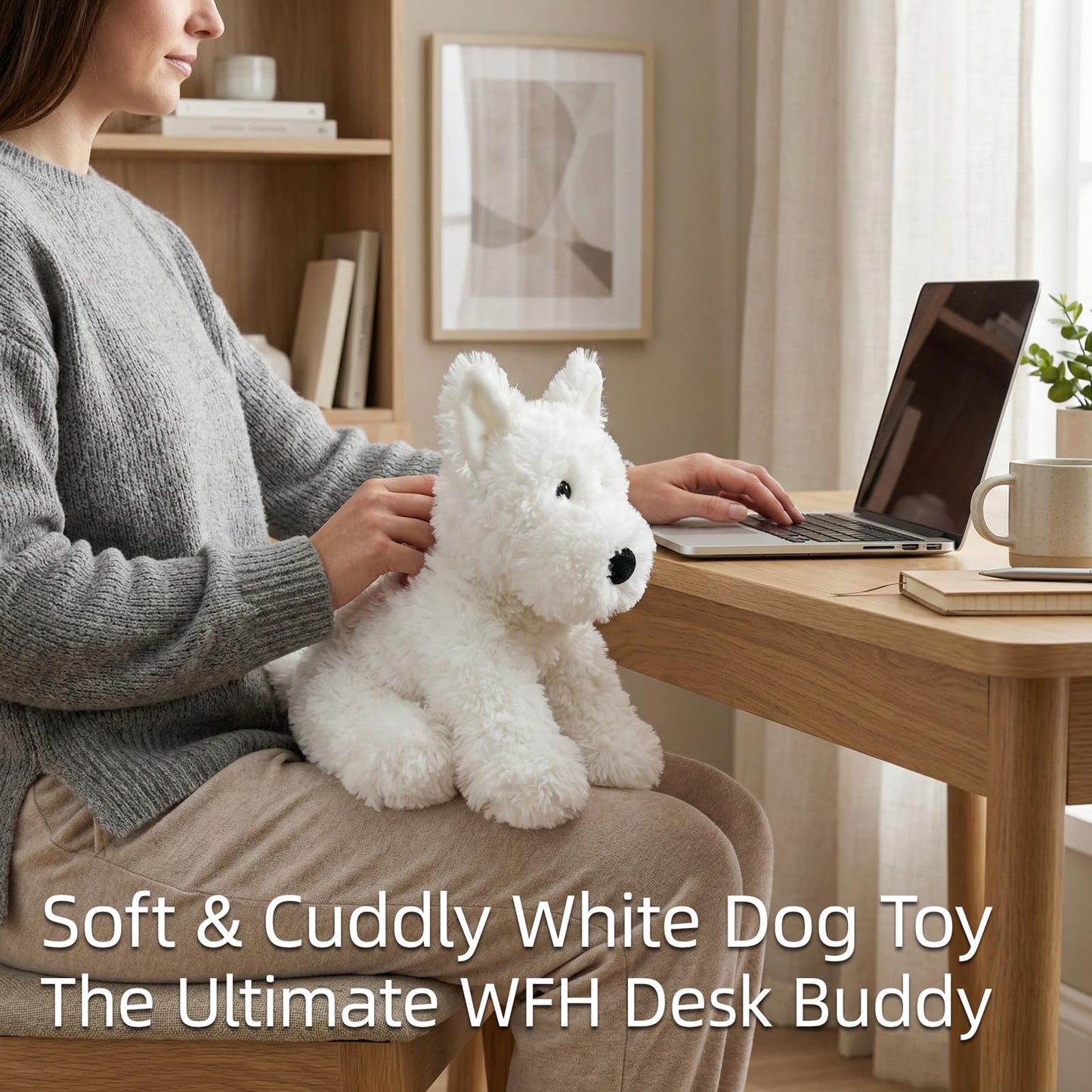 WEIGEDU West Highland White Terrier Dog White Westie Puppy Stuffed Animals Plush Toys for Kids Girls Boys Baby Birthday Bedtime Gift, 12 inches