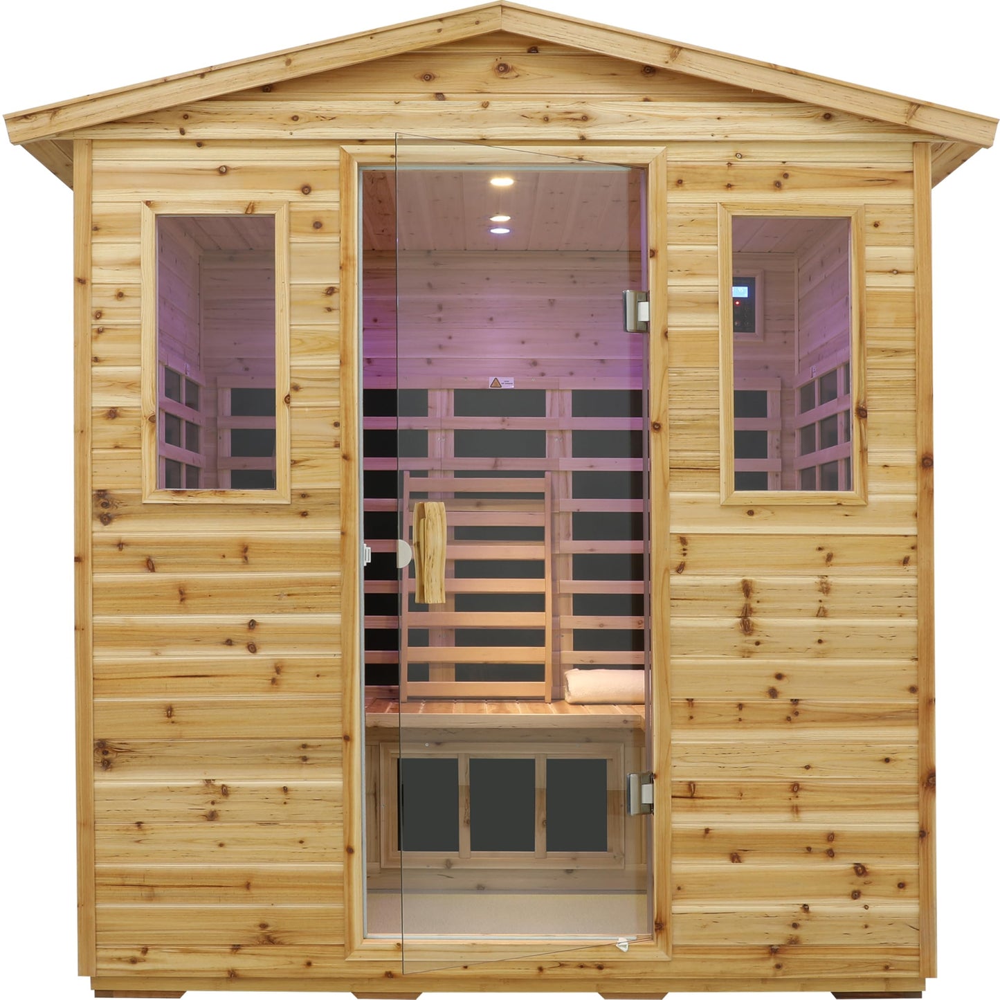 LTCCDSS 5-Person Low EMF Outdoor Far Infrared Sauna - Vast Interior- Hemlock Wood Sauna for Home - Bluetooth Speakers, Reading Lamps, Chromotherapy Lights, (Bundled Steam Sauna) 81.1 * 60.6 * 83.5 in