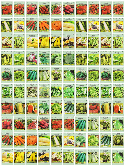 100 Assorted Heirloom Vegetable Seeds 100% Non-GMO (100, Deluxe Assorted Vegetable Seeds)