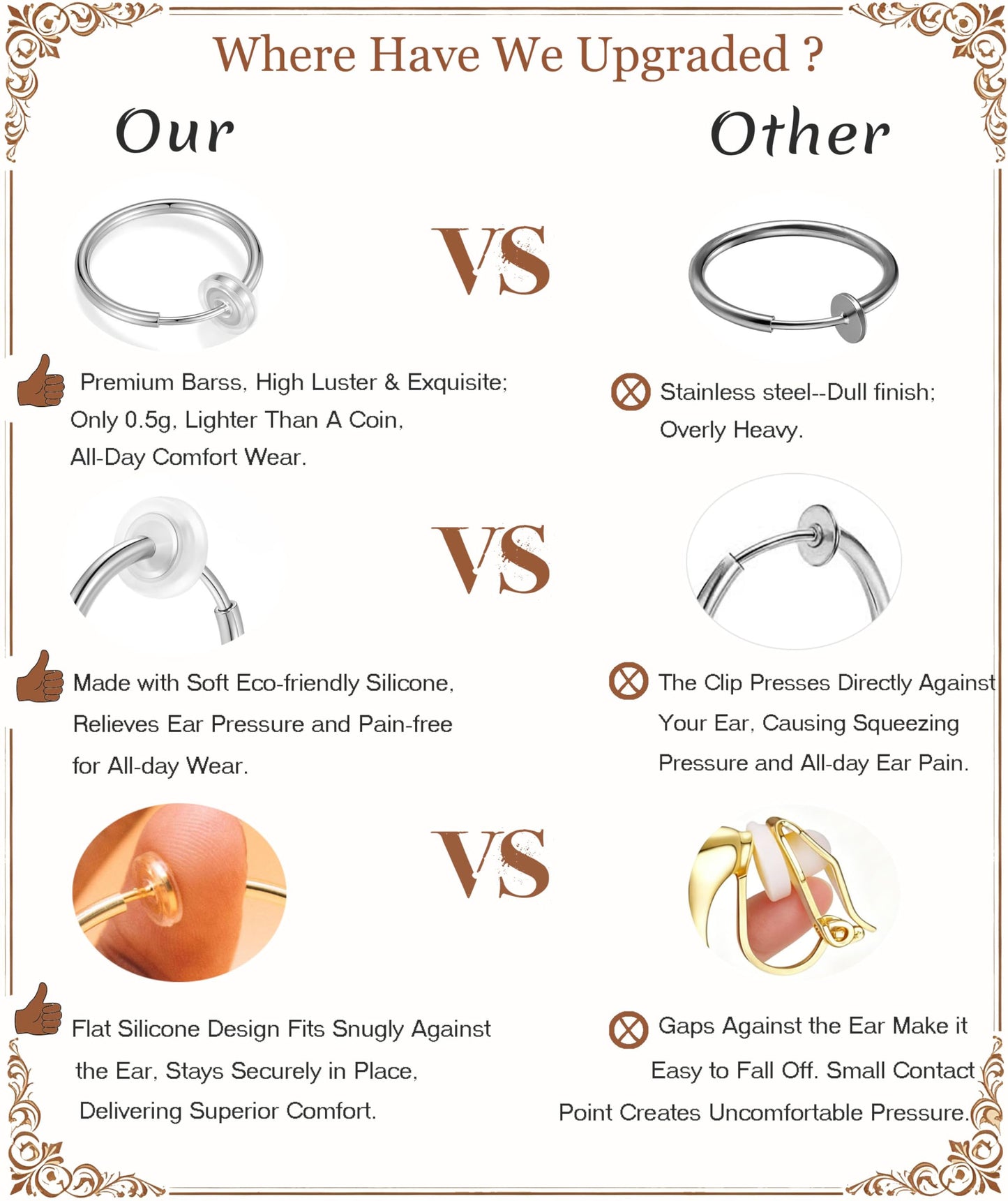 PLOMFOV Clip On Hoop Earrings for Women Small Silver Plated Clip On Earrings Women Fake Hoop Earrings Non Pierced Earrings 14mm-18mm