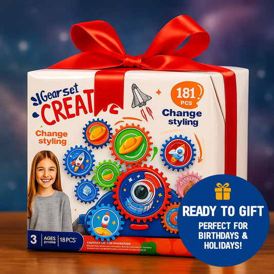 ROHSCE Motorized Spinning Gear Building Toys for Kids, Space Rocket STEM Construction Set, Educational Interlocking Building Blocks Puzzle | Gear Toys for Toddlers Ages 3-8