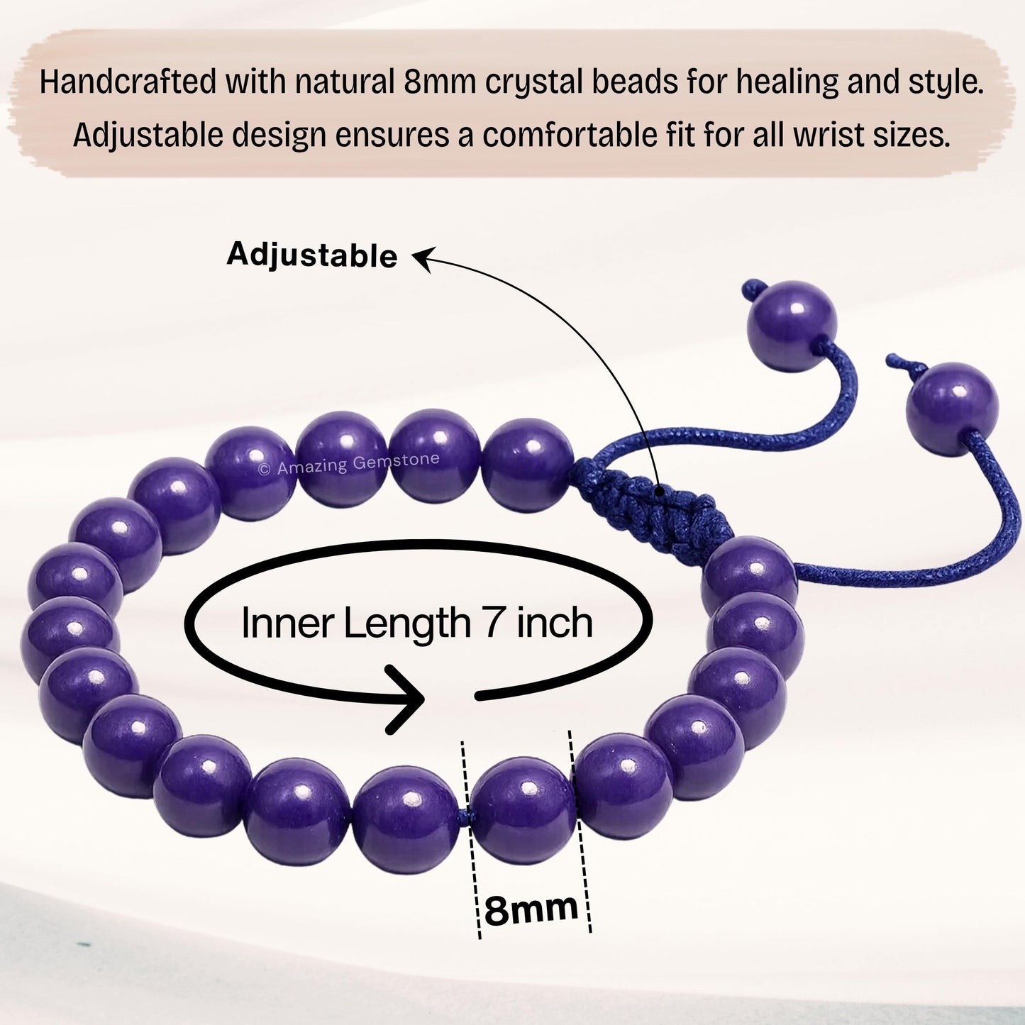 Amazing Gemstone Phosphodorite Bracelet for Women Men's Gifts - Protection Healing Crystal Bracelet - 8mm Beaded Adjustable Bracelet Pulseras Para Hombres Mujer Stocking Stuffers