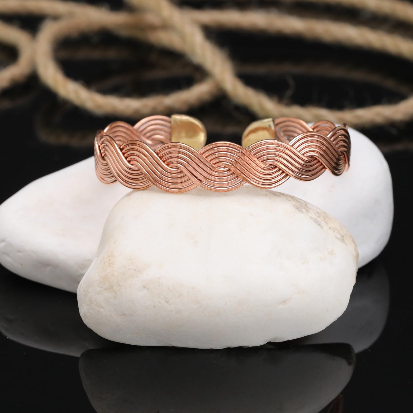 Handmade Elegant Copper Bracelet for Women - Pure Copper Bracelet for Pain Relief and Stress Relief - Adjustable Entwisted Copper Bracelet to Fit many Size Wrist (fancy twisted) (spiral)