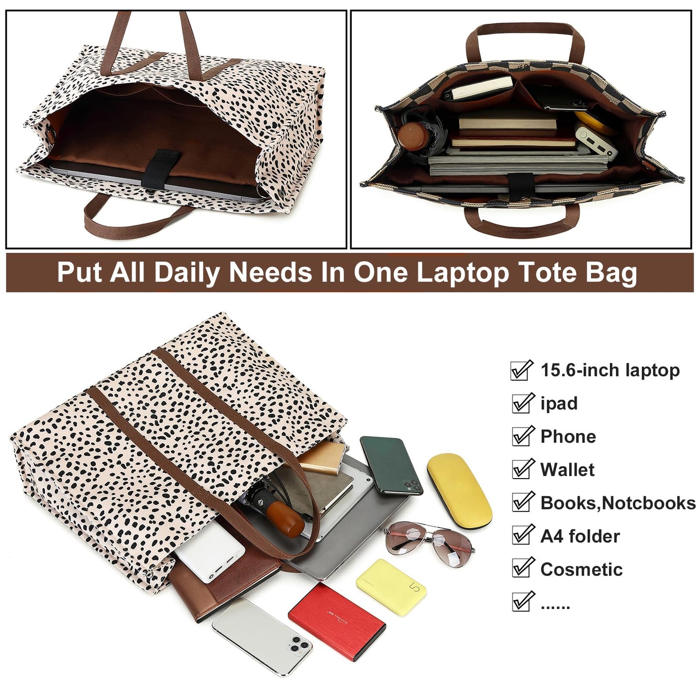BTOOP Tote Bag Christmas Gifts for Women Work Teacher Tote Bag 15.6 inch Laptop Shoulder Bags Handbag Office Briefcase with Clutch Purse
